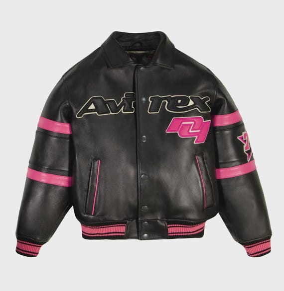 HARDIES X AVIREX Jacket Leather Bomber Jacket, Vintage Varsity Style
