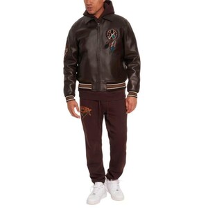 Avirex Buffalo Legends A2 Brown Leather Bomber Jacket Embroidered Limited Edition