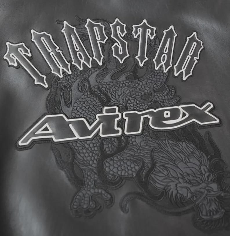 Handmade Avirex x Trapstar Black Bomber Jacket Lambskin Leather Limited Edition Men’s Flight Jacket