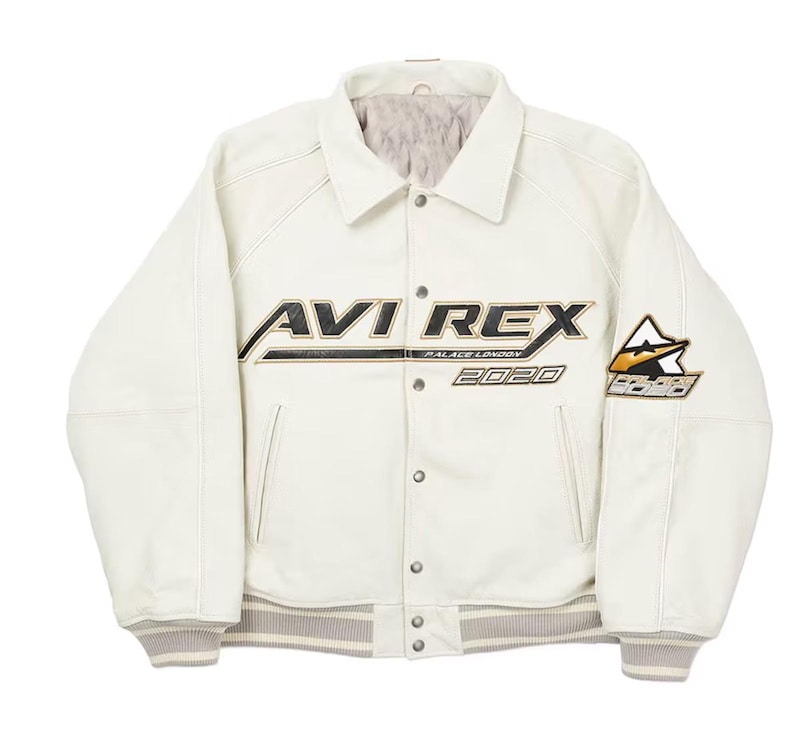 Handmade Men's Avirex x Palace No Snakes Limited Edition Bomber Jacket Genuine Cowhide Leather