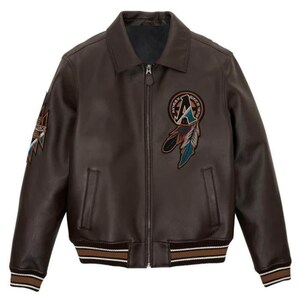 Avirex Buffalo Legends A2 Brown Leather Bomber Jacket Embroidered Limited Edition