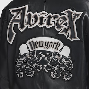 Handmade Avirex Goth Leather Bomber Jacket, Embroidery Vintage Varsity Style