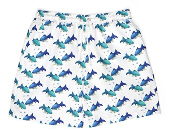 Shark Pattern Unisex Swim Shorts, Beach Attire, Summer Essentials, Vacation Wear, Pool Party, Ocean Lover's Gift