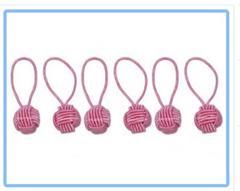 Hiya Hiya yarn ball stitch markers package of six Breast Cancer