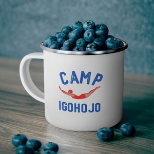 CUSTOM CAMP NAME available* Enamel Camping Mug, Camp Mug, Summer Camp Mug, Gifts for Campers, Camper Care Package, Camping Gifts
