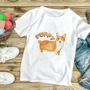 Corgi Puppy T-Shirt Cute Corgi Dog Tee, Kawaii Dog Lover Shirt, Unisex Pet Lover Gift, Watercolor Corgi Illustration, Funny Puppy Shirt