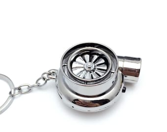 USB Turbo Keychain Lighter, Electric Spinning Turbine, Metal Keyring, Real Sound, Cool Lighter, Collectible Lighter