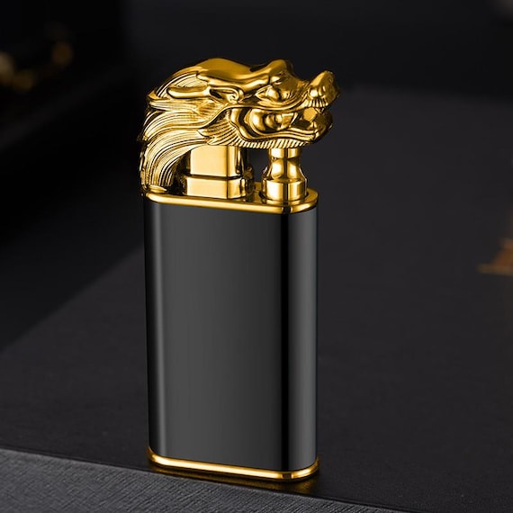 Dragon Metal Lighter, Windproof, Gas Butane, Jet Torch, Double Flame, Gift for him, Vintage Lighter