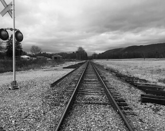 Photography Railroad Tracks Black & White Print Massachusetts
