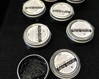 Charcoal Face Scrub Mini, Organic Vegan, Coconut Oil