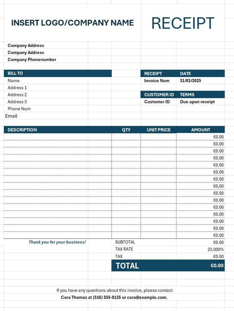 Automated Invoice Template: Editable Excel for Small Business (digital ...