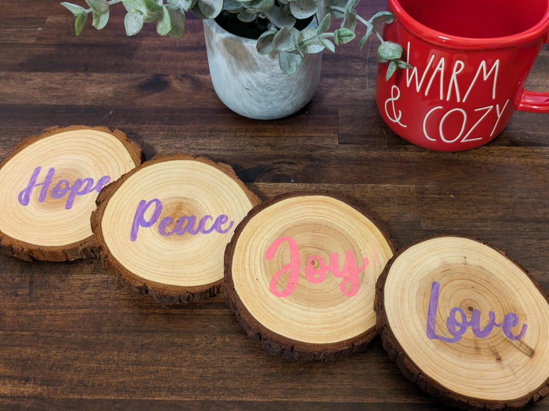 Rustic Wood Advent Coasters Set of 4 - Christmas Coasters - Winter ...