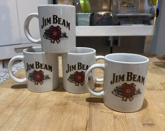 VTG LOT 4 Collection Ceramic Mugs Jim Beam Kentucky  Straight Bourbon Whiskey *