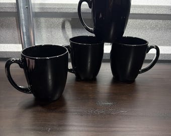 Corelle Coordinates Stoneware BLACK Coffee Cup Mugs Set of 4 City Block, Noir *