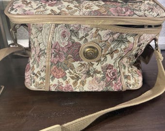 Vintage Jordache Tapestry Carry On Travel Bag Train Case Cosmetic Tote Duffle *