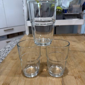 VTG Libbey Duratuff Clear Ribbed Stacking Juice Tumblers Set of 3 Numbered 4.5”