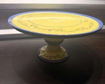 VTG Pfaltzgraff The Secrets of Pistoulet 12" Cake Plate in Yellow *
