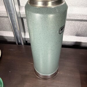 VINTAGE Stanley Aladdin Thermos Us-Made A-944dh Green Metal Vaccum Bottle USA * image 11