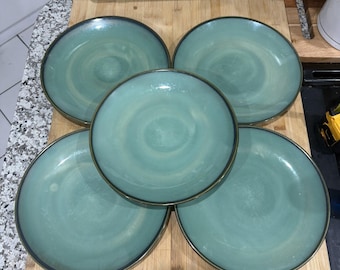 Sango Nova Green Dinner Plates 10 1/2" (Set Of 5) *