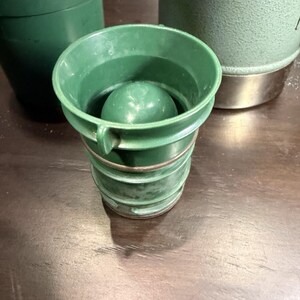 VINTAGE Stanley Aladdin Thermos Us-Made A-944dh Green Metal Vaccum Bottle USA * image 7