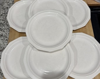 Vintage Pfaltzgraff USA Heritage White Dinner Plates 10" Set of 7 *