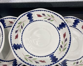 VTG Adams ironstone Lancaster, 5 tea saucers, farmhouse 5pc *