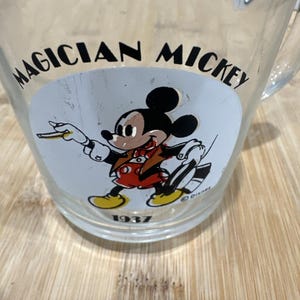 Vintage Disney Magician Mickey Mouse 1937 Clear Glass Coffee Mug/Cup * 画像 2