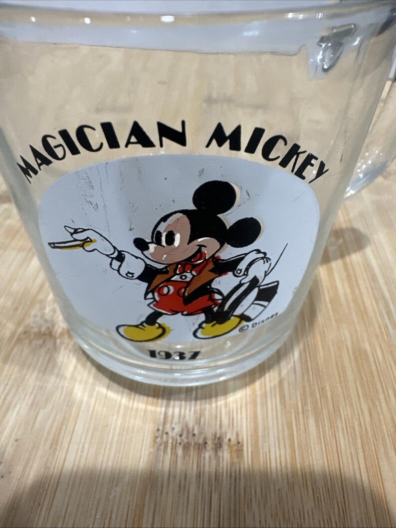 Vintage Disney Magician Mickey Mouse 1937 Clear Glass Coffee Mug/Cup * 画像 2