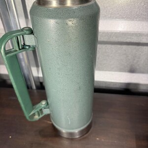 VINTAGE Stanley Aladdin Thermos Us-Made A-944dh Green Metal Vaccum Bottle USA * image 9