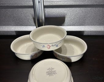 Lenox Glories on Grey Chinastone Fruit Dessert Small Bowls 5 1/4” Set of 4 *