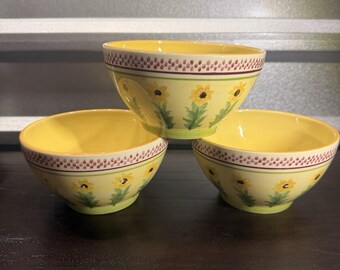 Pfaltzgraff Pistoulet Set of 3 Deep Soup Ceral Sunflower Bowls Beautiful Color *