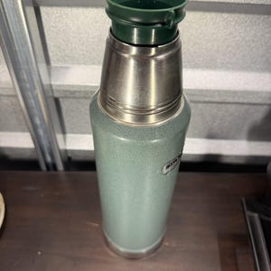 VINTAGE Stanley Aladdin Thermos Us-Made A-944dh Green Metal Vaccum Bottle USA * image 13