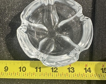 Vintage Ashtray 6" Round Thick Heavy Cut Glass 2” Deep Dish Life *