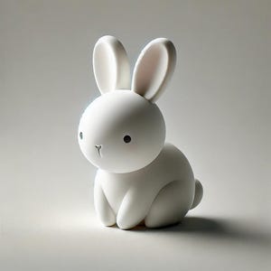 Cute White Easter Bunny 3D Model – Simple & Adorable Figurine | STL, OBJ, FBX | 3D Printable Easter Gift | Digital Download