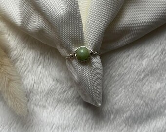 Chrysoprase Adjustable Wire Ring – Handmade Gemstone Ring – Gold Silver Copper Variations