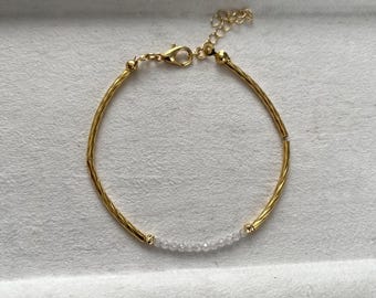 Zircon Stone Gold Plated Bracelet – Handmade Elegant Jewelry – Sparkling Gift for Her