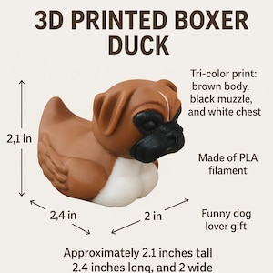 3D Printed Boxer Dog Rubber Duck: Jeep Ducking PLA Figurine