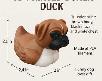 3D Printed Boxer Dog Rubber Duck: Jeep Ducking PLA Figurine