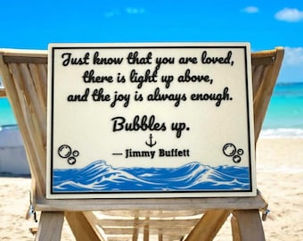 Bubbles Up Wall Sign: Jimmy Buffett Quote, Coastal Beach Decor