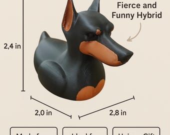 Doberman Duck Figurine: 3D Printed PLA Jeep Duck