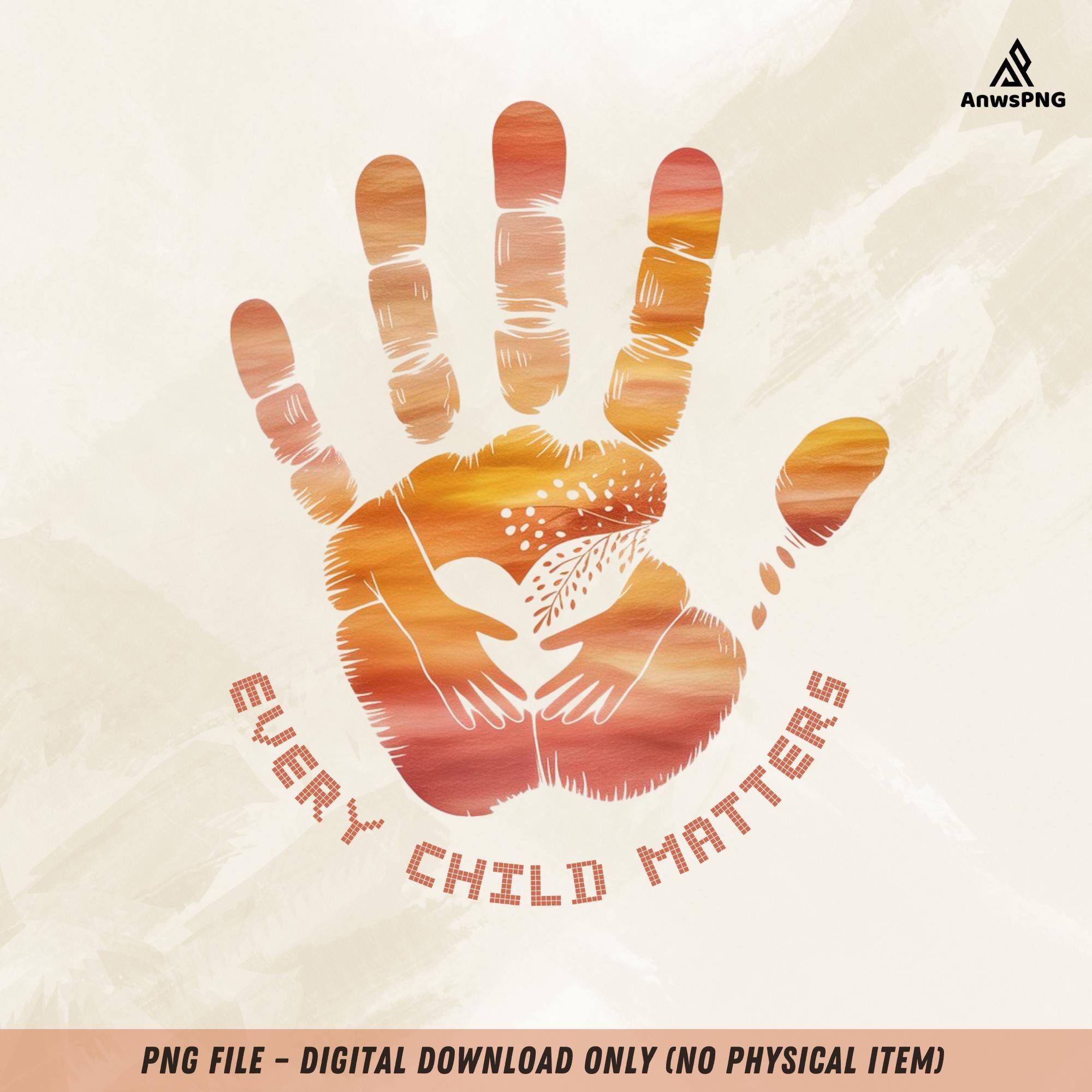 Every Child Matters Handprint PNG: Orange Shirt Day Watercolor Clipart ...