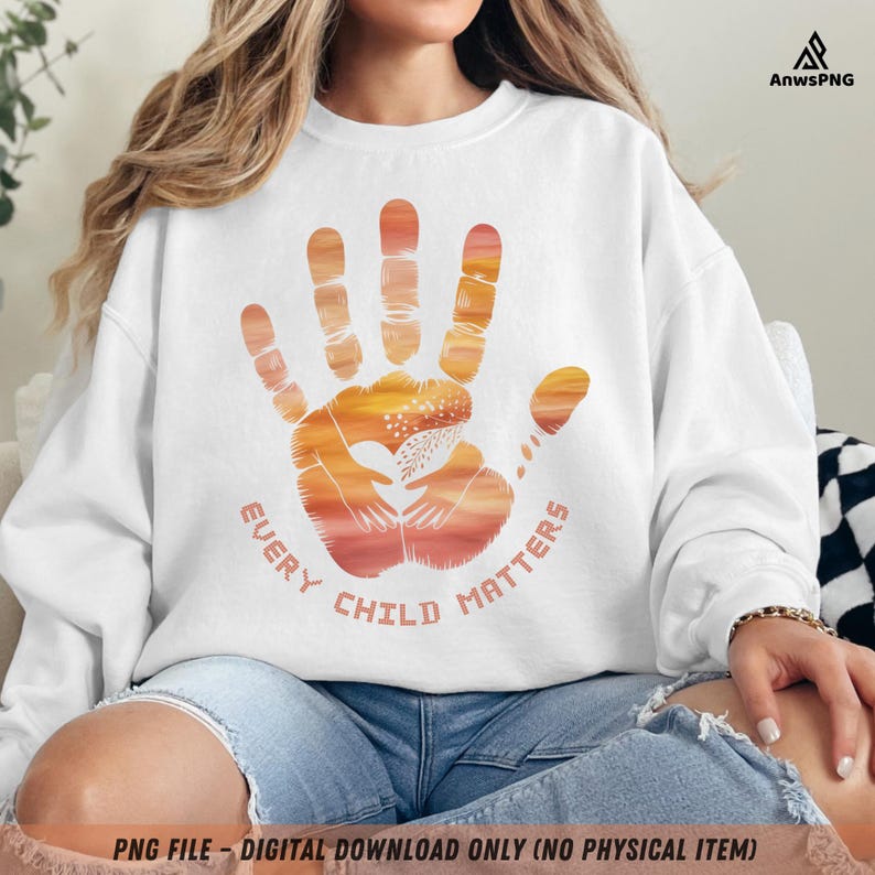 Every Child Matters Handprint PNG: Orange Shirt Day Watercolor Clipart ...