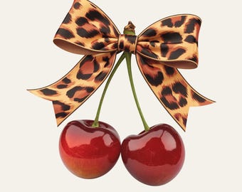 Kirsche Kokette PNG, Leopard Bogen Sublimationsdesign, süßes Kirsch Shirt digitaler Download