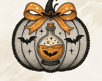 PNG Spitze: Gothik-Trank-Flasche mit Schleife (Digitaler Download)