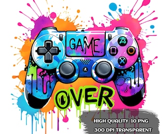 10 PNG Game Controller Watercolor, Gaming svg, Clipart, Transparent PNGs - High Resolution - Digital Download.