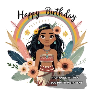Moana Geburtstag PNG, Moana PNG, Moana SVG, Geburtstagskind, Prinzessin Png, Prinzessin und Freunde Png, Cartoon Geburtstag Png.