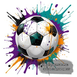 Watercolor Soccer Ball PNG Clipart: Sublimation File (Digital Download)