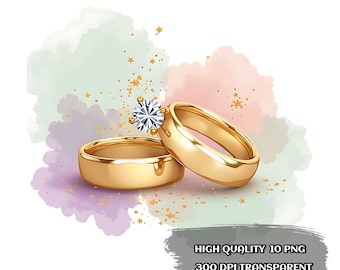 Anillos de boda en acuarela: imágenes prediseñadas de anillos de