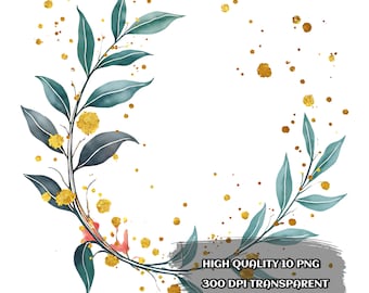 Watercolor Wildflower Frame PNG: Floral Border Clipart (Digital Download)