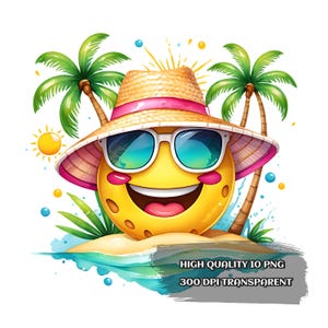 Watercolor Emoji Clipart: Smiley Face PNG, SVG (Digital Download)